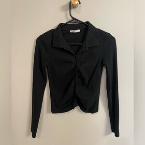 ruched long sleeve button up